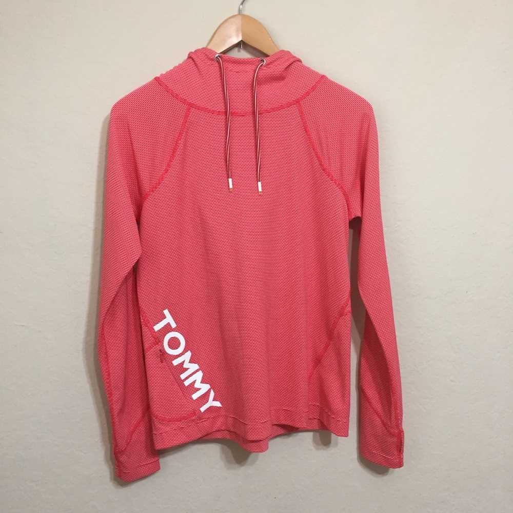 Tommy Sport Red Athletic Long Sleeve Hooded Shirt
